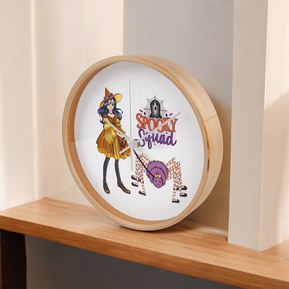 Spooky Squad Witch & Spider Wall Clock
