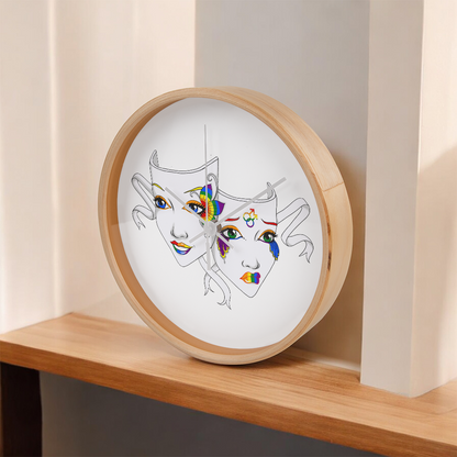 Gay Pride Comedy Tragedy Theatre Mask Wall Clock