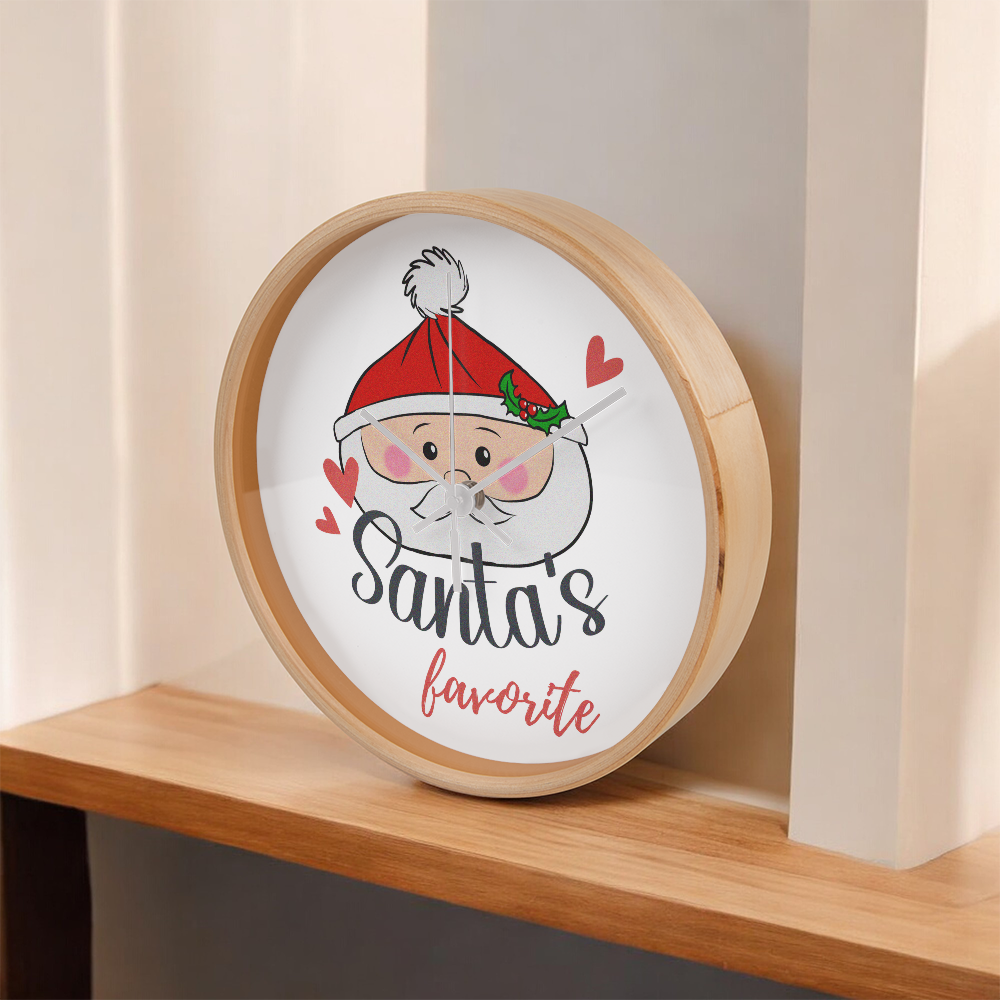 Santa's Favorite 10” Wood Wall Clock – Cute Christmas Dumpling Design