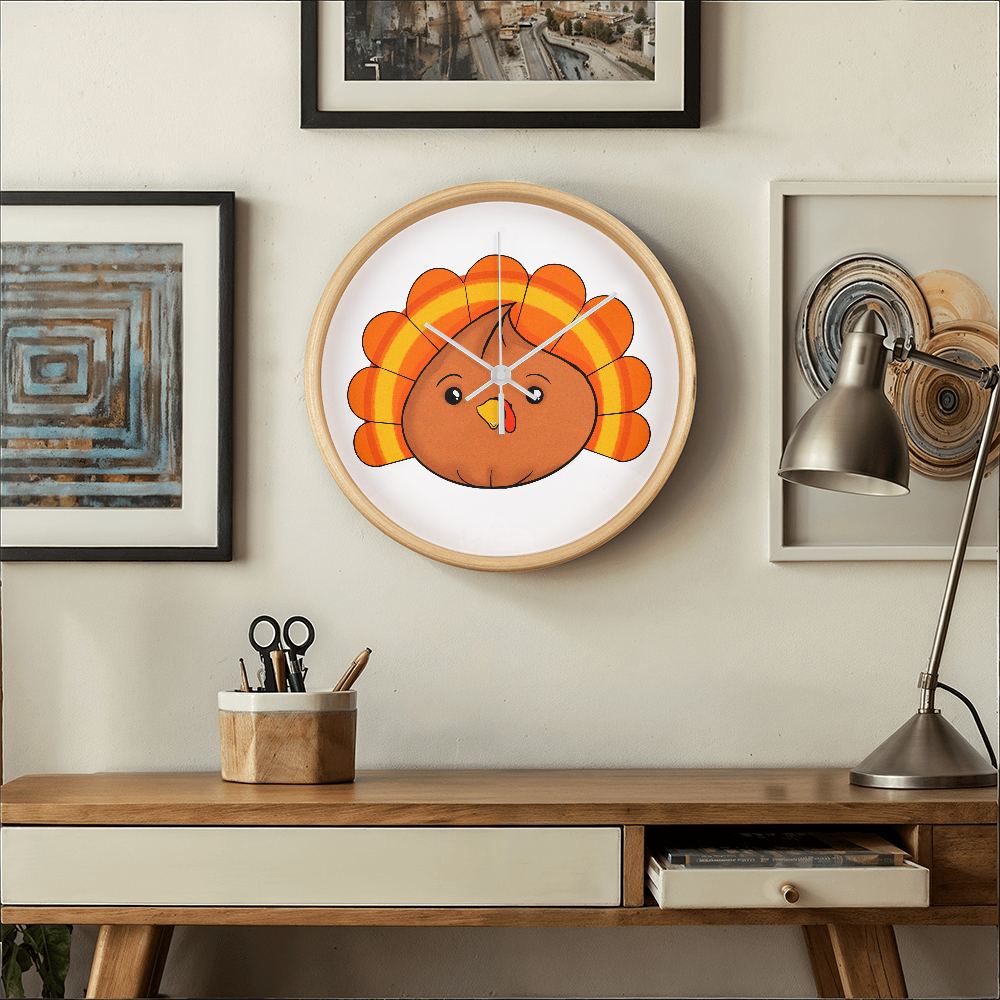 Turkey Dumpling Wall Clock – Cute Kawaii Thanksgiving Clock