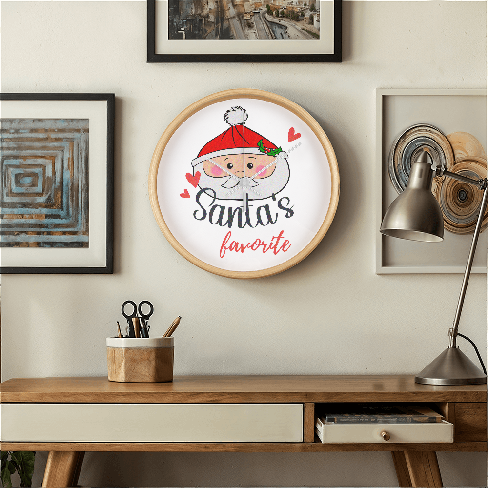 Santa's Favorite 10” Wood Wall Clock – Cute Christmas Dumpling Design