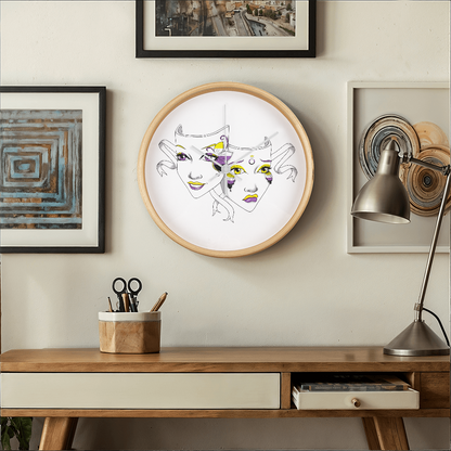 Non-Binary Pride Comedy Tragedy Theatre Mask Wall Clock