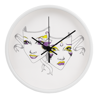 Non-Binary Pride Comedy Tragedy Theatre Mask Wall Clock