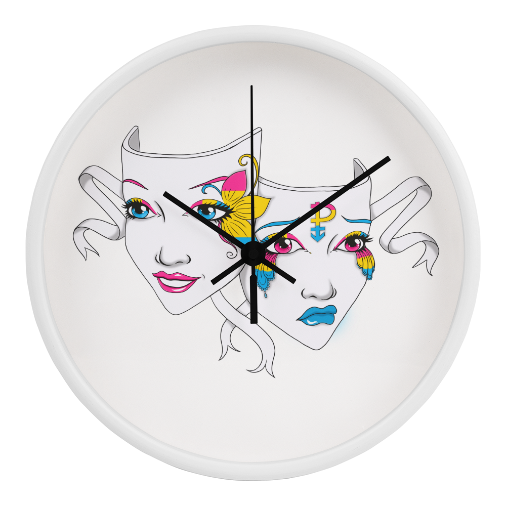 Pansexuality Pride Comedy Tragedy Mask Wall Clock