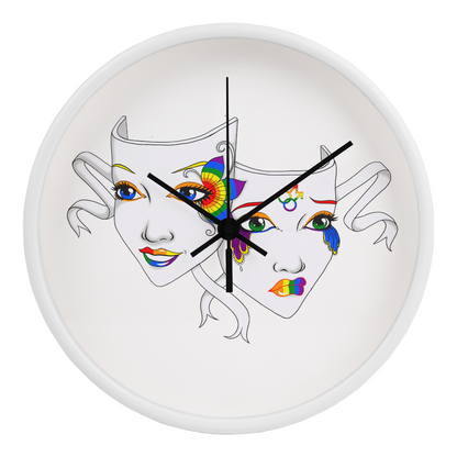 Gay Pride Comedy Tragedy Theatre Mask Wall Clock