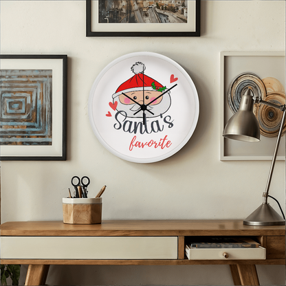 Santa's Favorite 10” Wood Wall Clock – Cute Christmas Dumpling Design