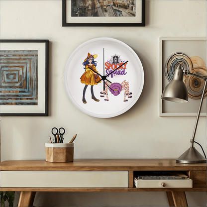 Spooky Squad Witch & Spider Wall Clock