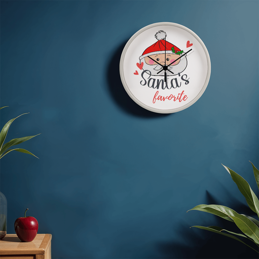 Santa's Favorite 10” Wood Wall Clock – Cute Christmas Dumpling Design