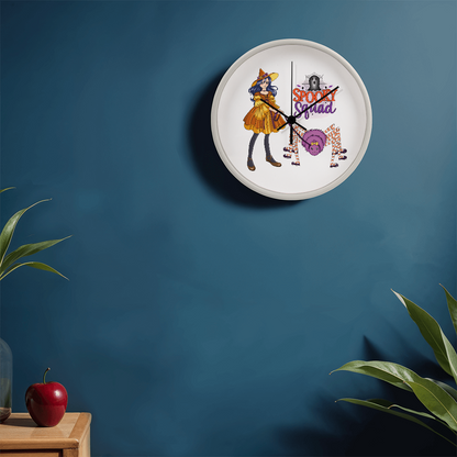 Spooky Squad Witch & Spider Wall Clock
