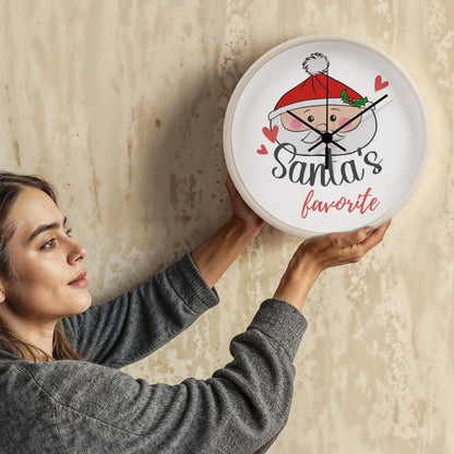 Santa's Favorite 10” Wood Wall Clock – Cute Christmas Dumpling Design