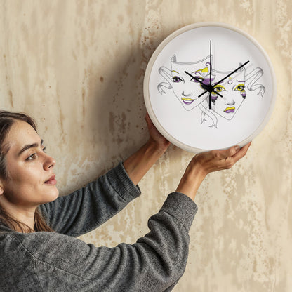 Non-Binary Pride Comedy Tragedy Theatre Mask Wall Clock