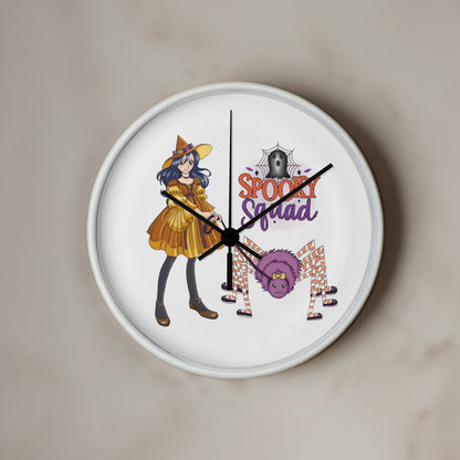 Spooky Squad Witch & Spider Wall Clock