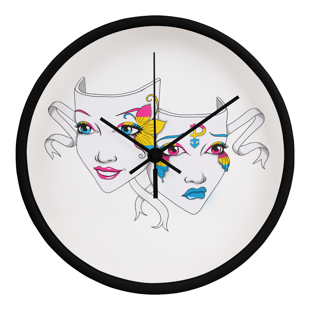 Pansexuality Pride Comedy Tragedy Mask Wall Clock