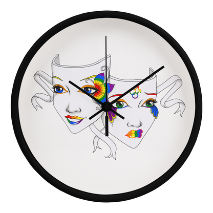 Gay Pride Comedy Tragedy Theatre Mask Wall Clock