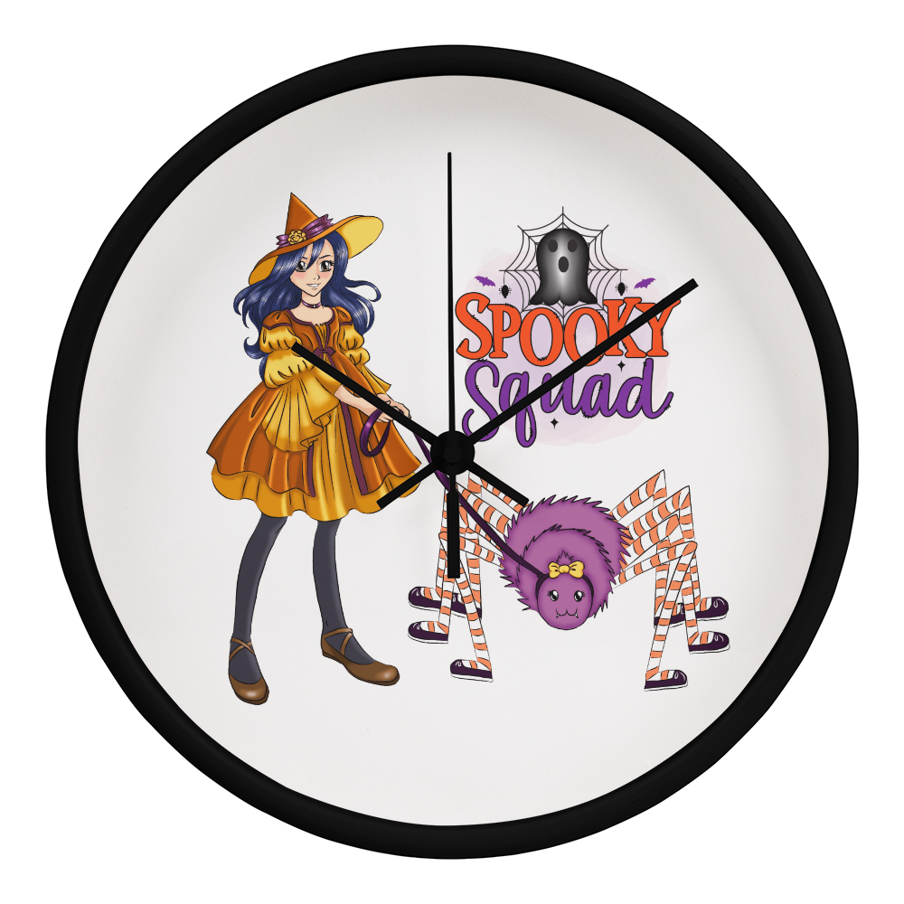 Spooky Squad Witch & Spider Wall Clock
