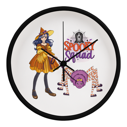 Spooky Squad Witch & Spider Wall Clock