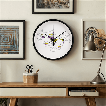 Non-Binary Pride Comedy Tragedy Theatre Mask Wall Clock