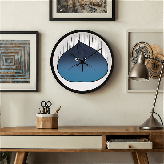 Grumpy Dumpling Wall Clock – 10” Round Wooden Clock with Moody Face Design, Funny Gift for Teens, Coworkers, or Anti-Morning People