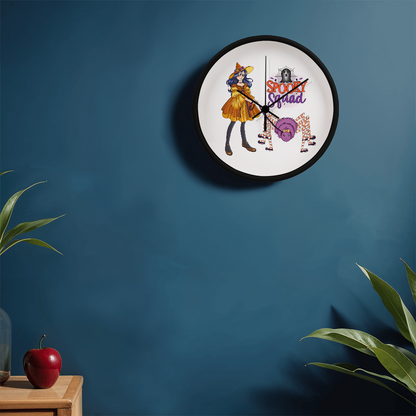 Spooky Squad Witch & Spider Wall Clock