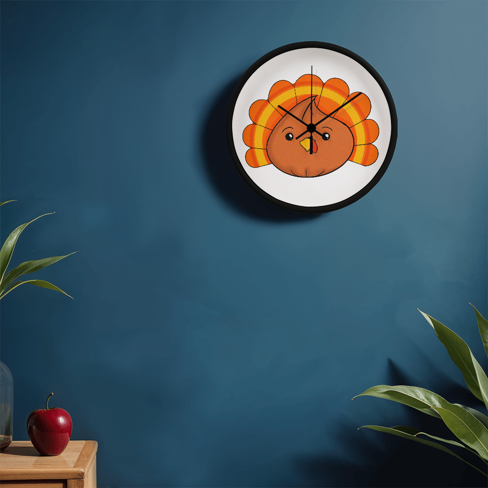 Turkey Dumpling Wall Clock – Cute Kawaii Thanksgiving Clock