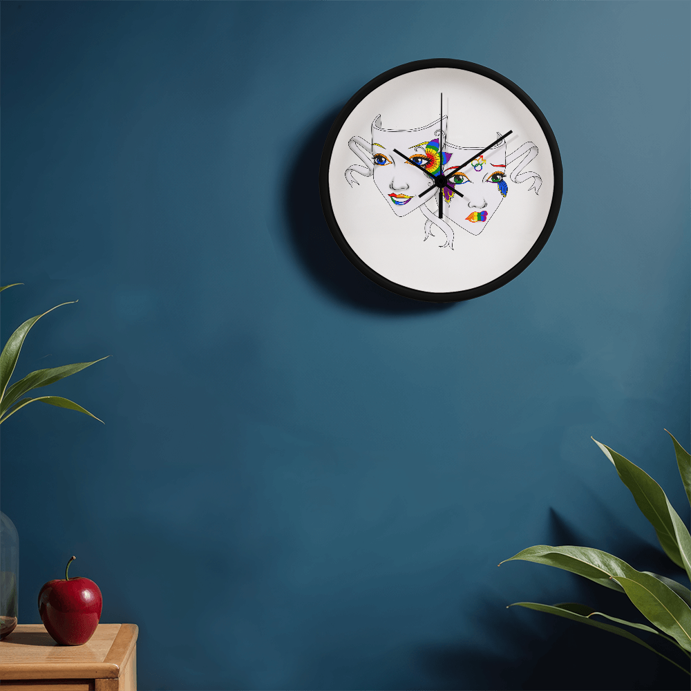 Gay Pride Comedy Tragedy Theatre Mask Wall Clock