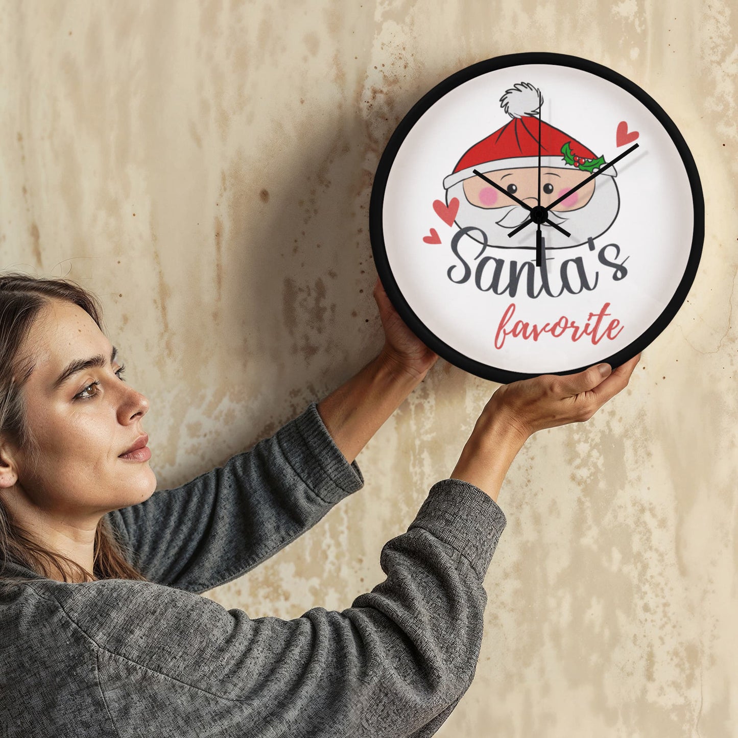 Santa's Favorite 10” Wood Wall Clock – Cute Christmas Dumpling Design