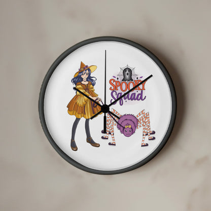 Spooky Squad Witch & Spider Wall Clock