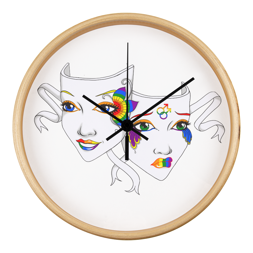 Gay Pride Comedy Tragedy Theatre Mask Wall Clock