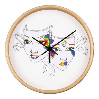 Gay Pride Comedy Tragedy Theatre Mask Wall Clock