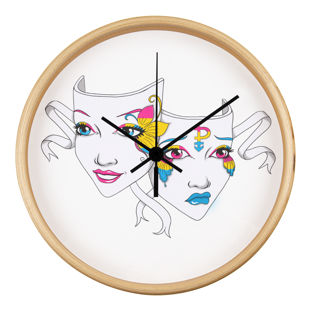 Pansexuality Pride Comedy Tragedy Mask Wall Clock