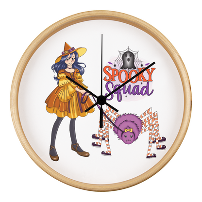 Spooky Squad Witch & Spider Wall Clock