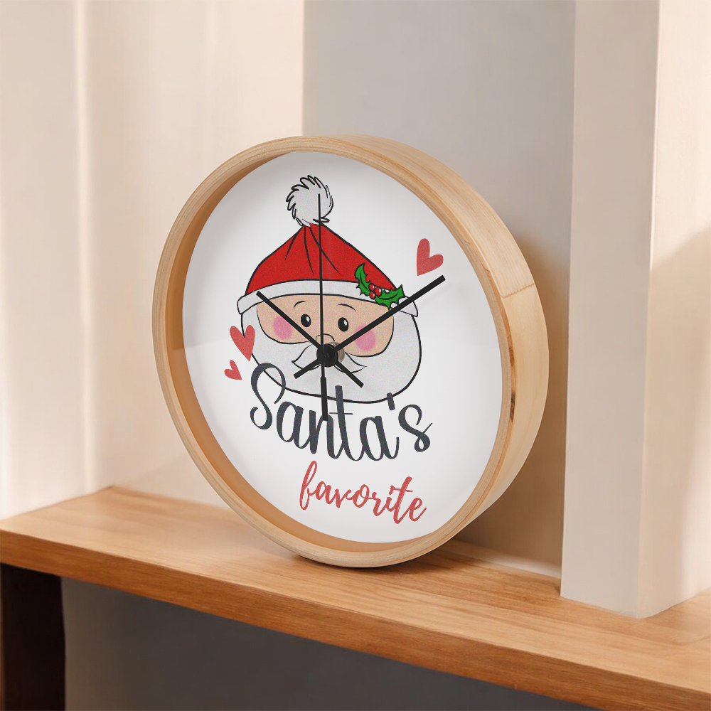 Santa's Favorite 10” Wood Wall Clock – Cute Christmas Dumpling Design