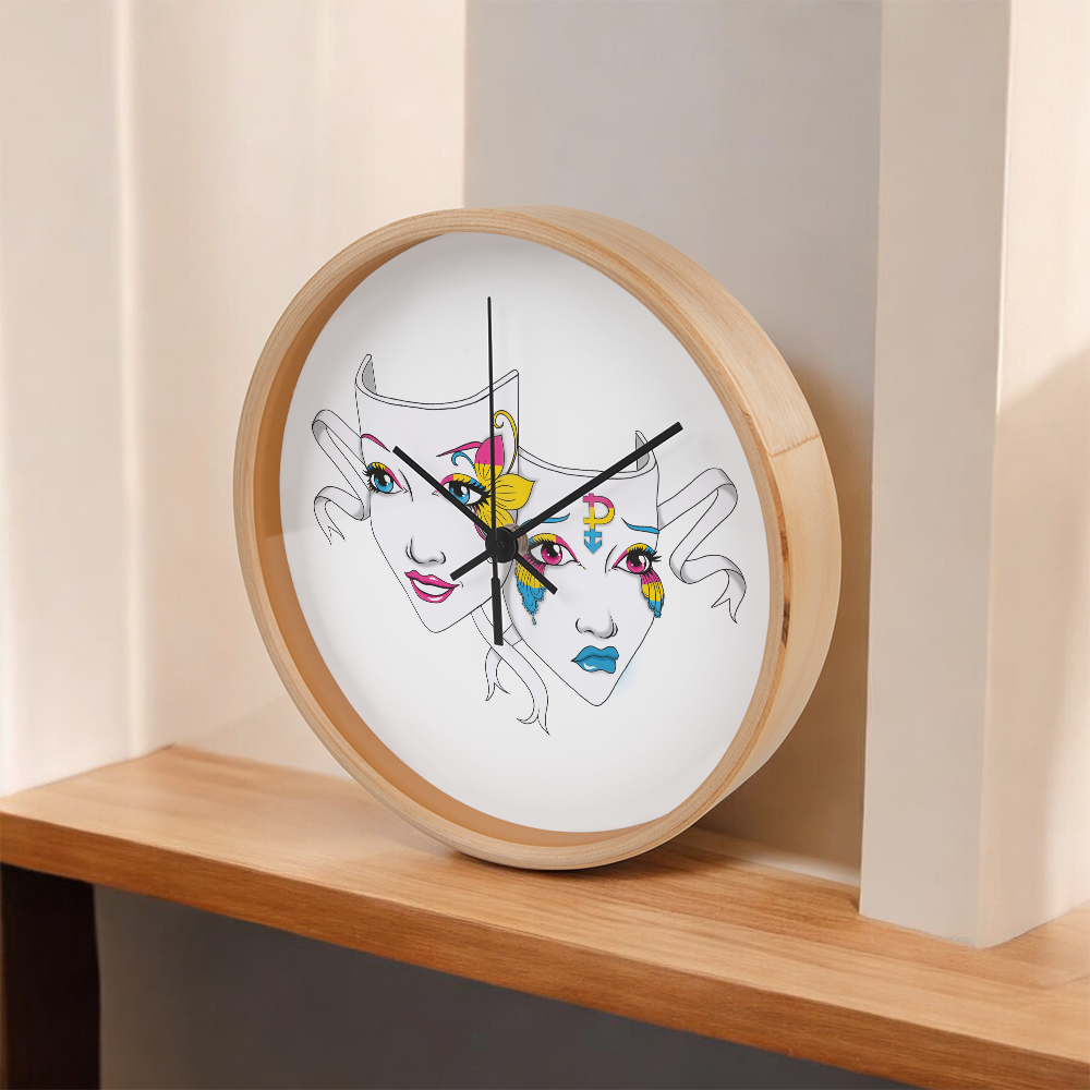 Pansexuality Pride Comedy Tragedy Mask Wall Clock