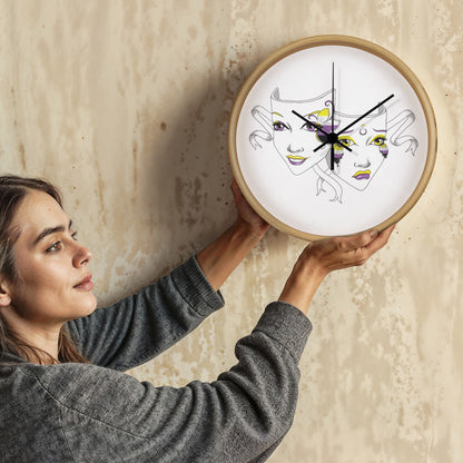 Non-Binary Pride Comedy Tragedy Theatre Mask Wall Clock