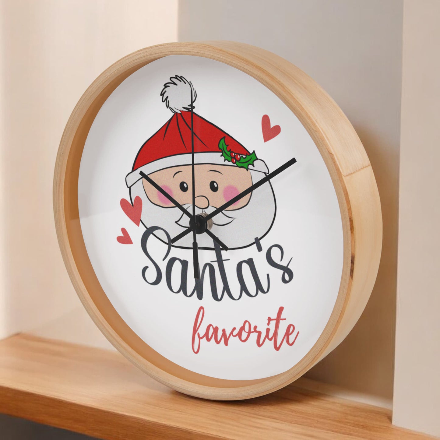 Santa's Favorite 10” Wood Wall Clock – Cute Christmas Dumpling Design