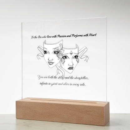Drama Mask LED Acrylic Plaque – Inspirational Theatre Decor for Actors, Performers