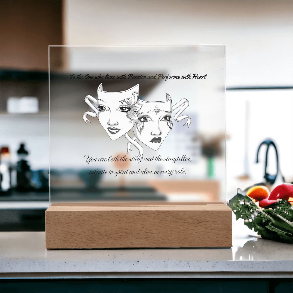 Drama Mask LED Acrylic Plaque – Inspirational Theatre Decor for Actors, Performers