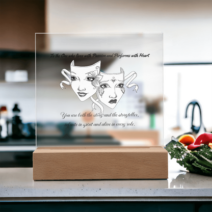 Drama Mask LED Acrylic Plaque – Inspirational Theatre Decor for Actors, Performers