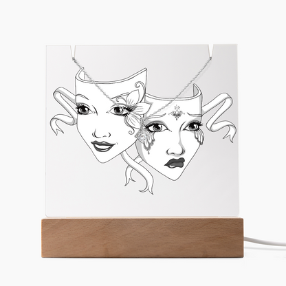 Drama Masks Keepsake Acrylic & Necklace Gift Set
