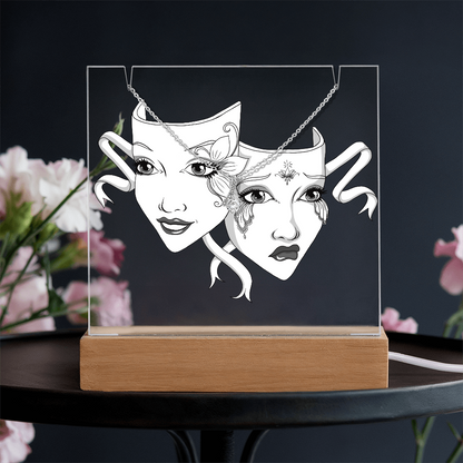 Drama Masks Keepsake Acrylic & Necklace Gift Set