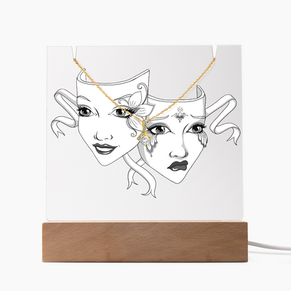 Drama Masks Keepsake Acrylic & Necklace Gift Set