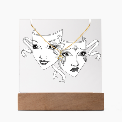 Drama Masks Keepsake Acrylic & Necklace Gift Set
