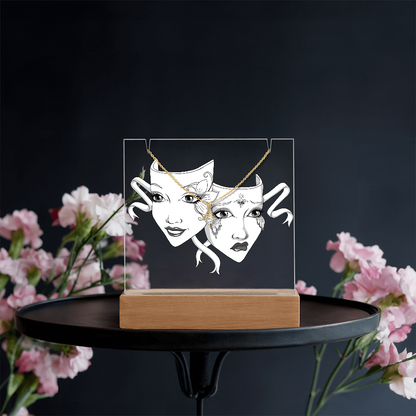 Drama Masks Keepsake Acrylic & Necklace Gift Set