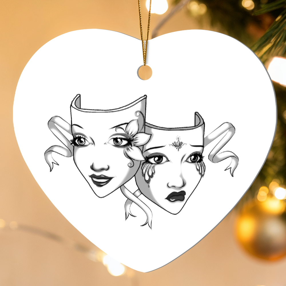 Comedy & Tragedy Theatre Masks Heart Ornament – Theatre Lover Gift