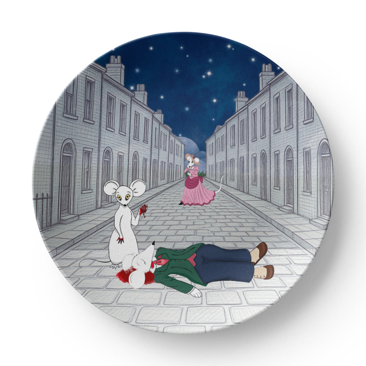 Zombie Rats Victorian gothic 10 inch plate with dark horror artwork by Jennifer Esquire Creations