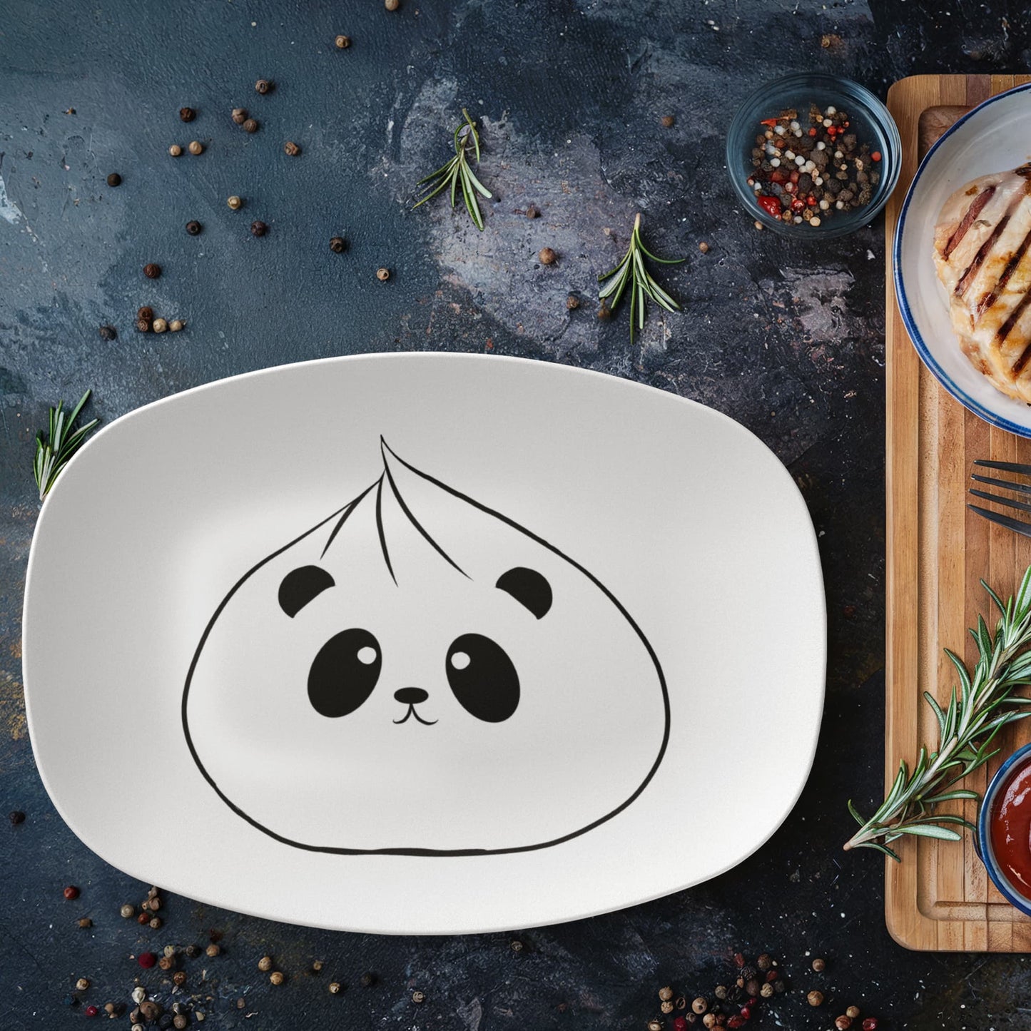 Panda Dumpling 10x14” Oval Serving Tray