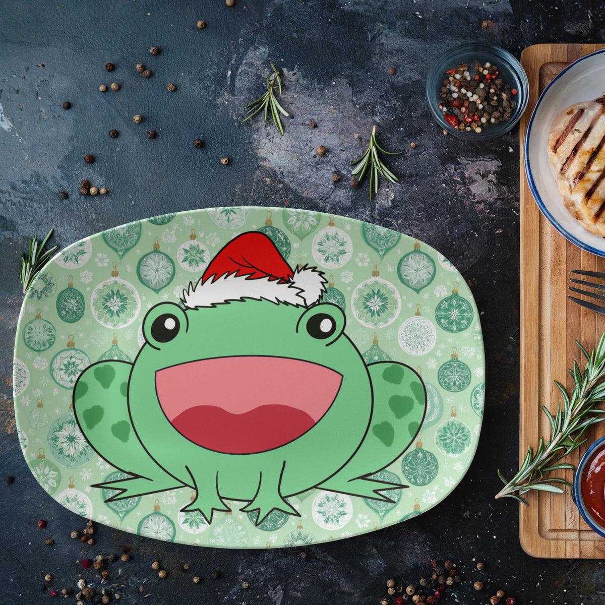 Christmas frog serving platter 