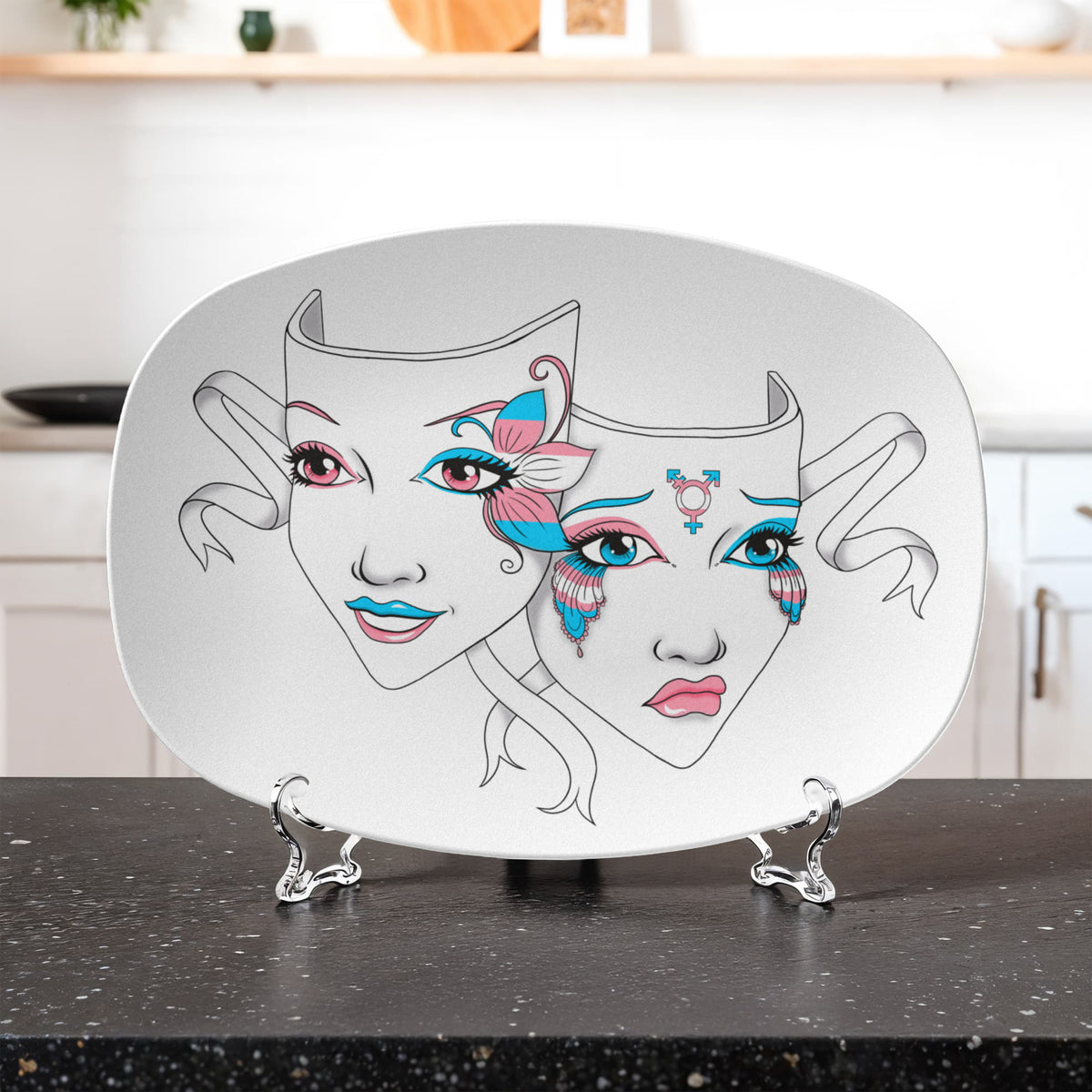 Trans Pride Theatre Masks Platter – Transgender Theatre Gift