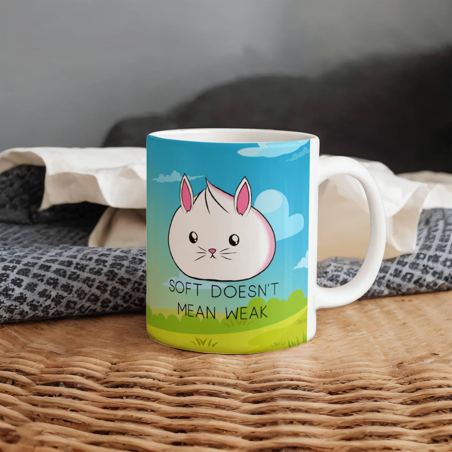Soft Doesn’t Mean Weak Mug – Cute Bunny Coffee Cup