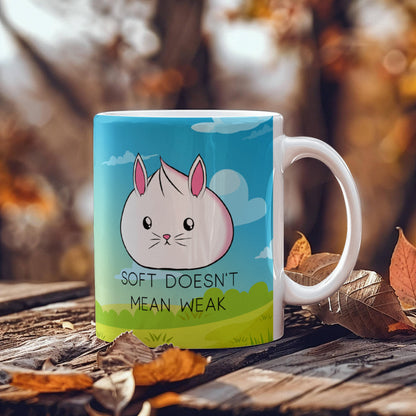 Soft Doesn’t Mean Weak Mug – Cute Bunny Coffee Cup
